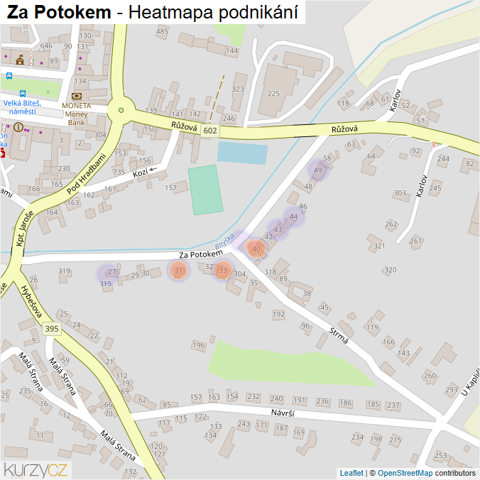 Mapa Za Potokem - Firmy v ulici.
