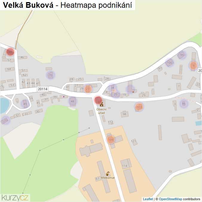 Mapa Velká Buková - Firmy v části obce.