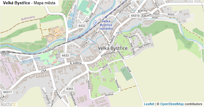 Velká Bystřice - mapa města