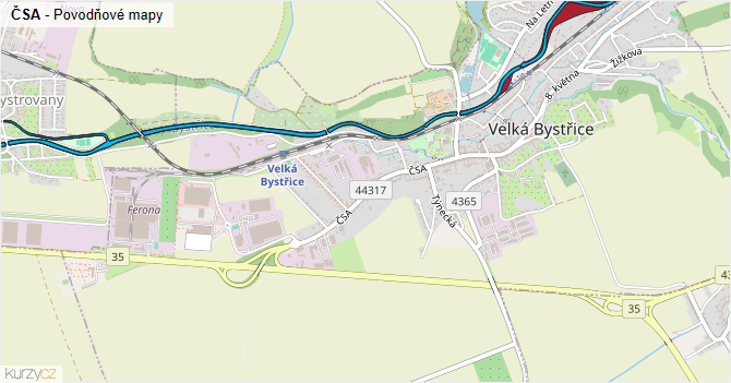 ČSA - záplavové mapy stoleté vody