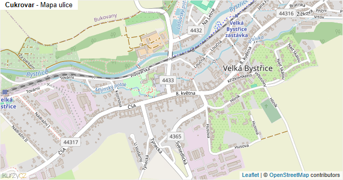 Cukrovar - mapa ulice