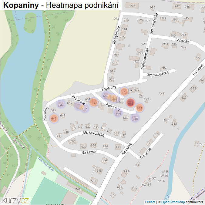 Mapa Kopaniny - Firmy v ulici.
