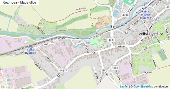 Kozinova - mapa ulice