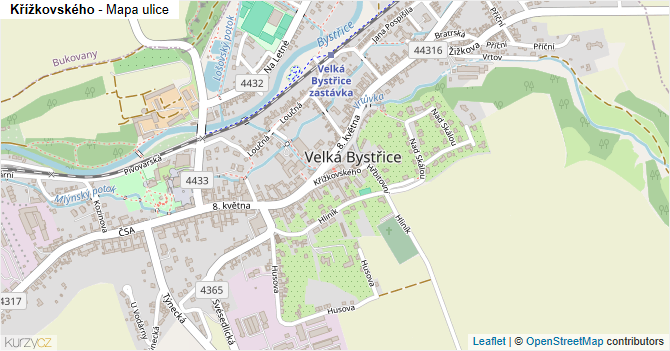 Křížkovského - mapa ulice