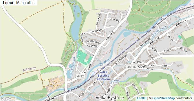 Letná - mapa ulice