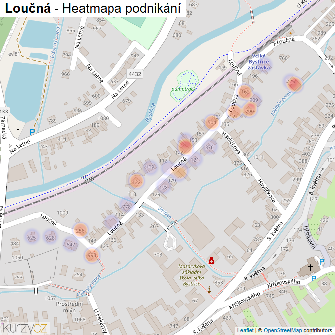 Mapa Loučná - Firmy v ulici.