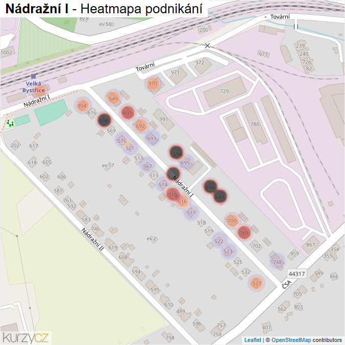 Mapa Nádražní I - Firmy v ulici.