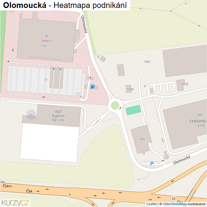 Mapa Olomoucká - Firmy v ulici.