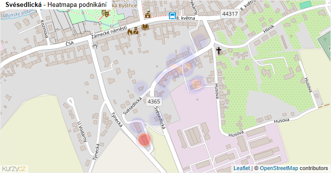 Svésedlická - mapa podnikání