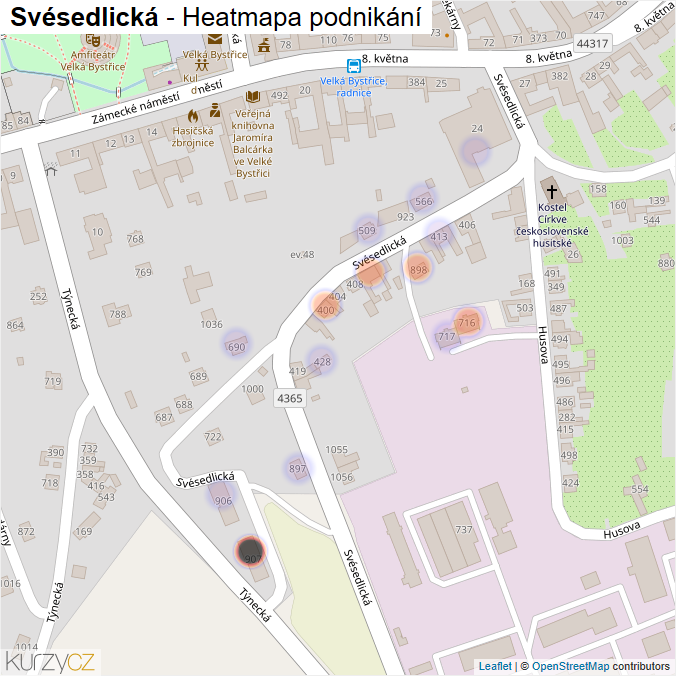 Mapa Svésedlická - Firmy v ulici.