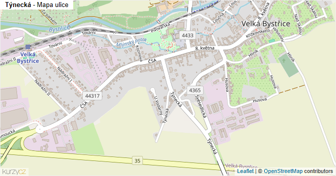 Týnecká - mapa ulice