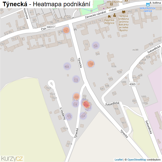 Mapa Týnecká - Firmy v ulici.