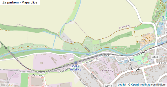 Za parkem - mapa ulice