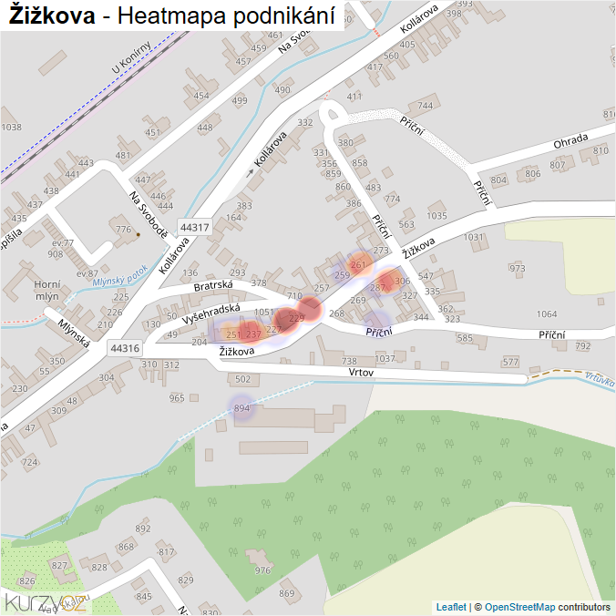 Mapa Žižkova - Firmy v ulici.