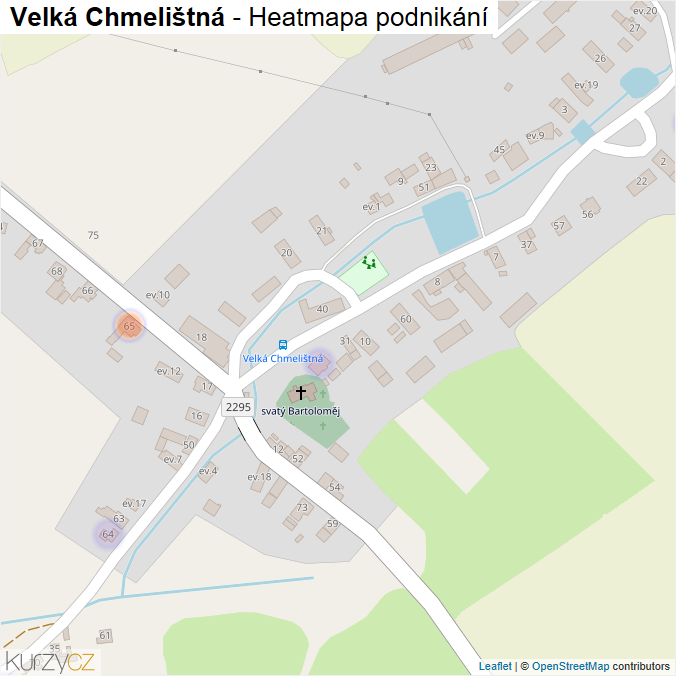 Mapa Velká Chmelištná - Firmy v části obce.
