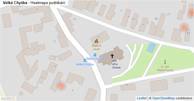 Velká Chyška - mapa podnikání