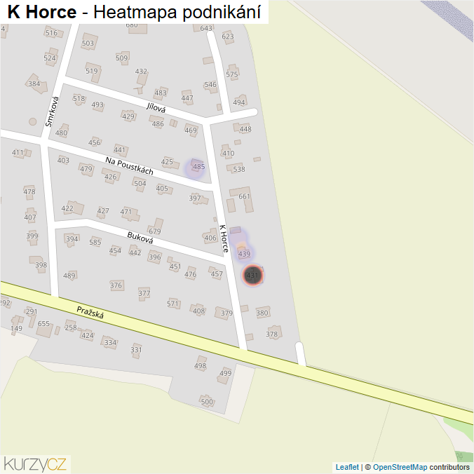 Mapa K Horce - Firmy v ulici.