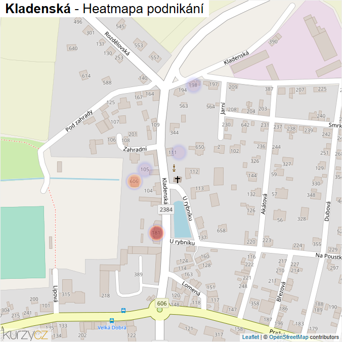 Mapa Kladenská - Firmy v ulici.
