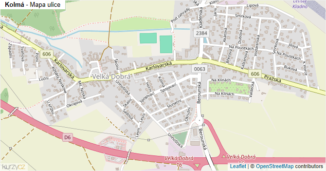 Kolmá - mapa ulice