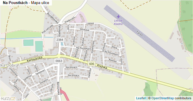 Na Poustkách - mapa ulice