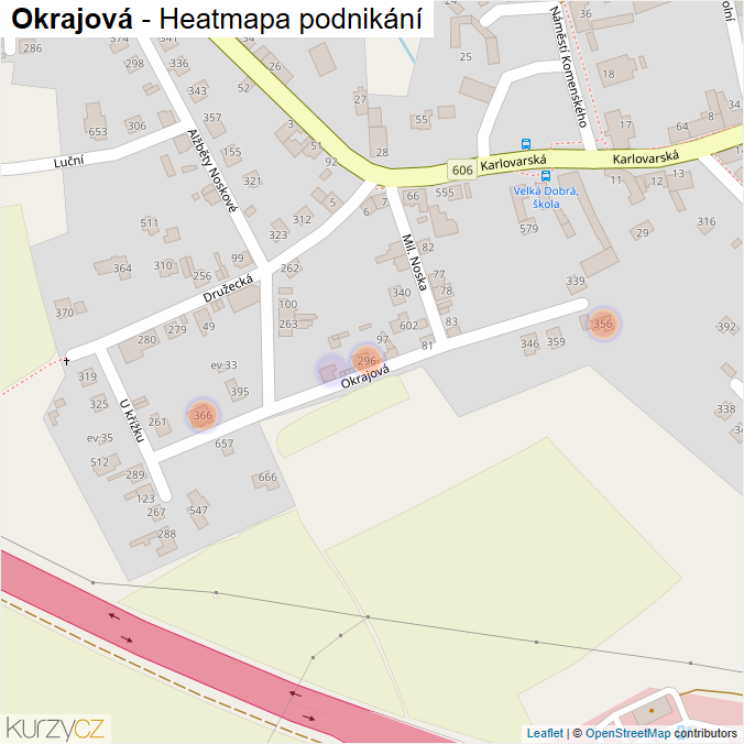 Mapa Okrajová - Firmy v ulici.