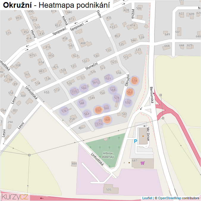 Mapa Okružní - Firmy v ulici.