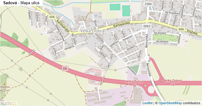 Sadová - mapa ulice