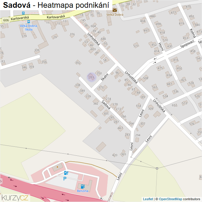 Mapa Sadová - Firmy v ulici.