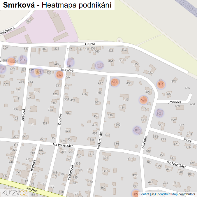 Mapa Smrková - Firmy v ulici.