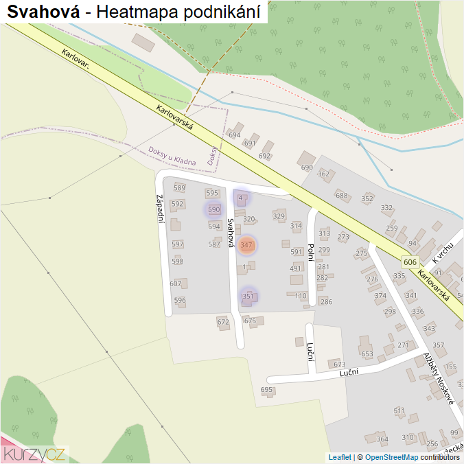 Mapa Svahová - Firmy v ulici.