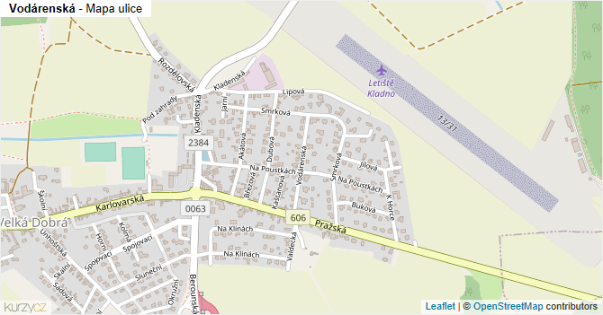 Vodárenská - mapa ulice