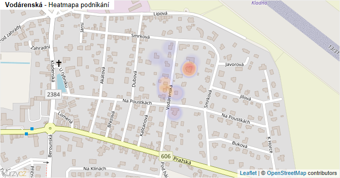 Vodárenská - mapa podnikání