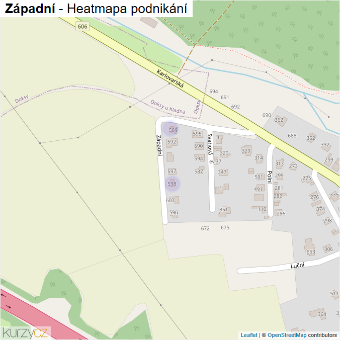 Mapa Západní - Firmy v ulici.
