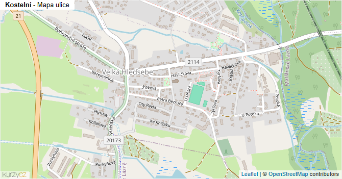 Kostelní - mapa ulice