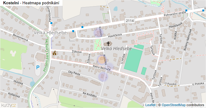 Kostelní - mapa podnikání