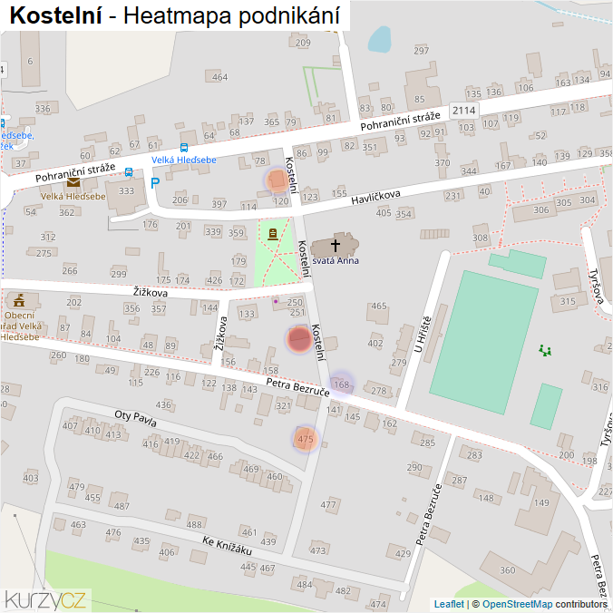 Mapa Kostelní - Firmy v ulici.