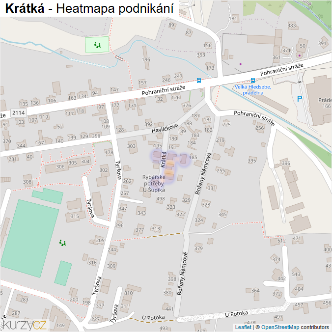 Mapa Krátká - Firmy v ulici.