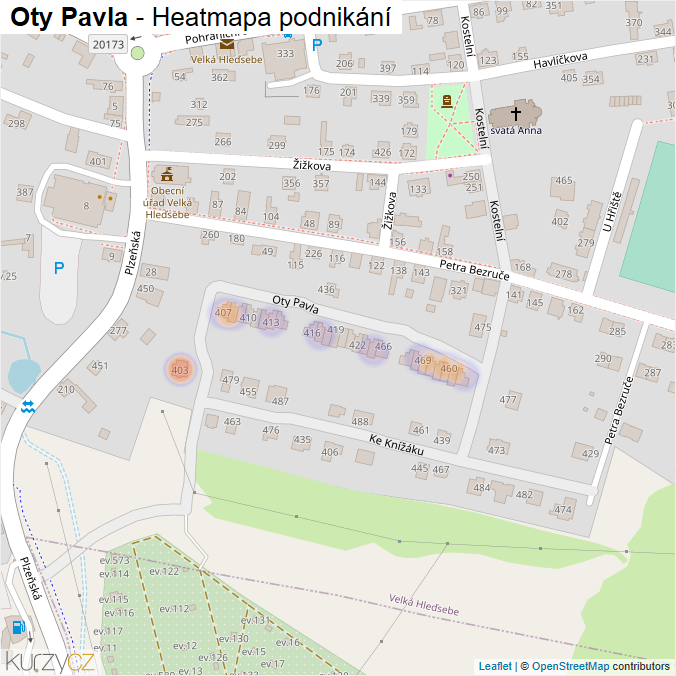 Mapa Oty Pavla - Firmy v ulici.