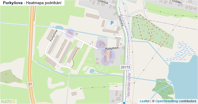 Purkyňova - mapa podnikání