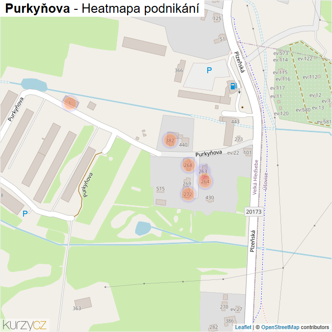 Mapa Purkyňova - Firmy v ulici.