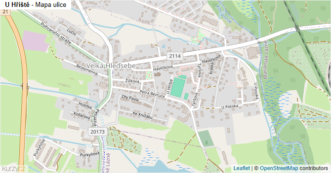U Hřiště - mapa ulice