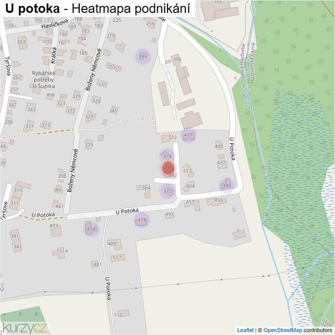 Mapa U potoka - Firmy v ulici.