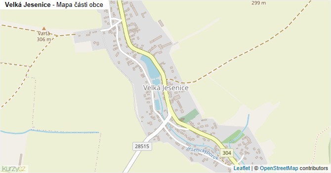 Velká Jesenice - mapa části obce
