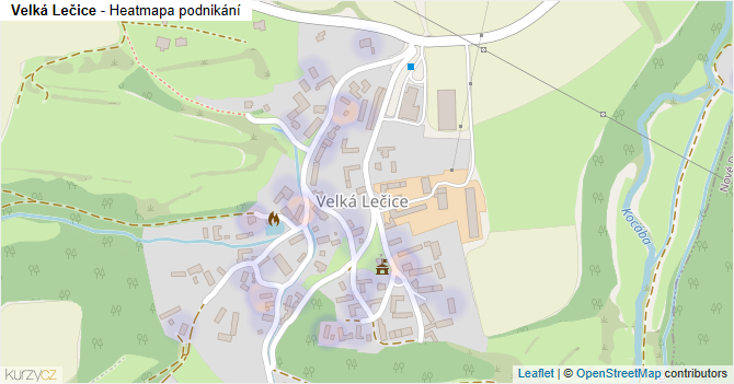 Velká Lečice - mapa podnikání