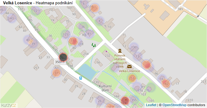 Velká Losenice - mapa podnikání