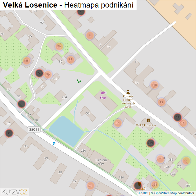 Mapa Velká Losenice - Firmy v obci.