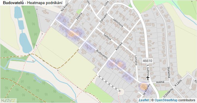 Budovatelů - mapa podnikání