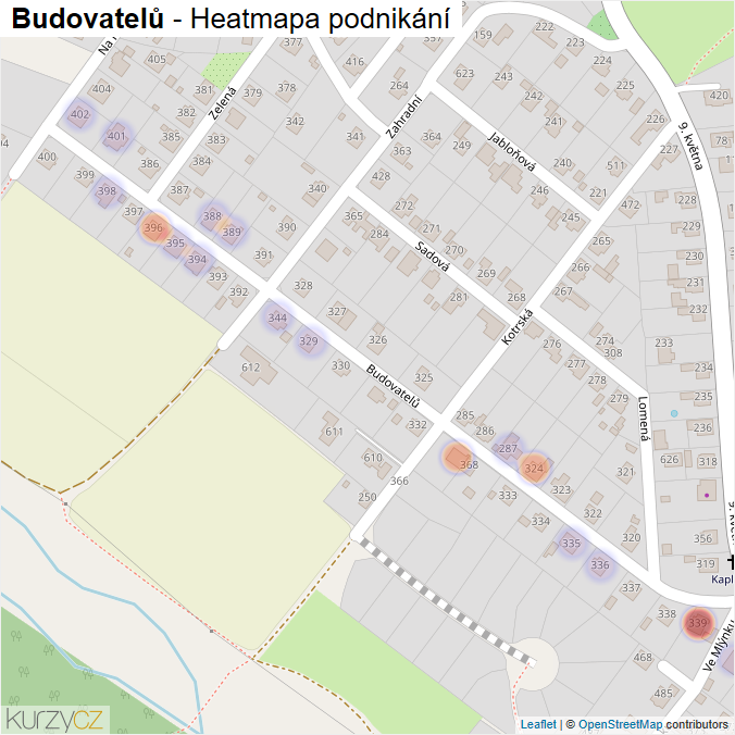 Mapa Budovatelů - Firmy v ulici.