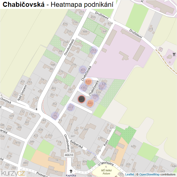 Mapa Chabičovská - Firmy v ulici.
