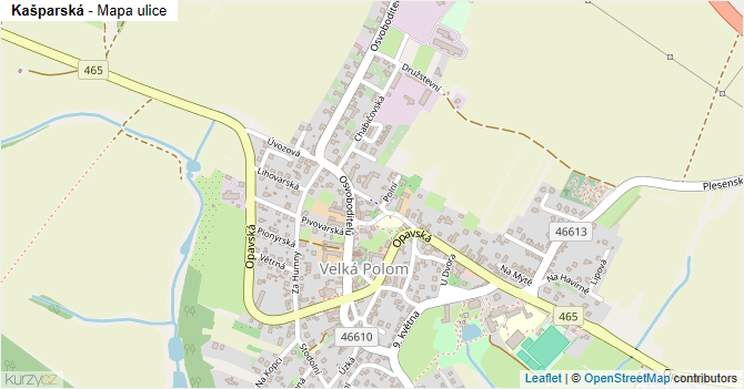 Kašparská - mapa ulice